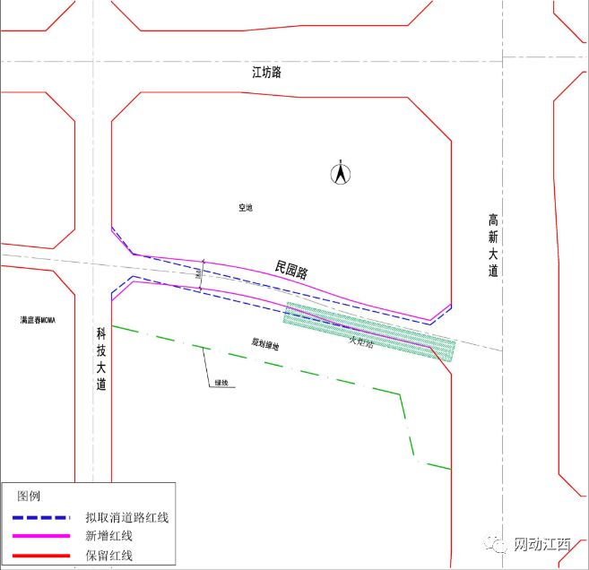 同时,南昌轨道交通4号线火炬站道路红线也进行了调整公示.