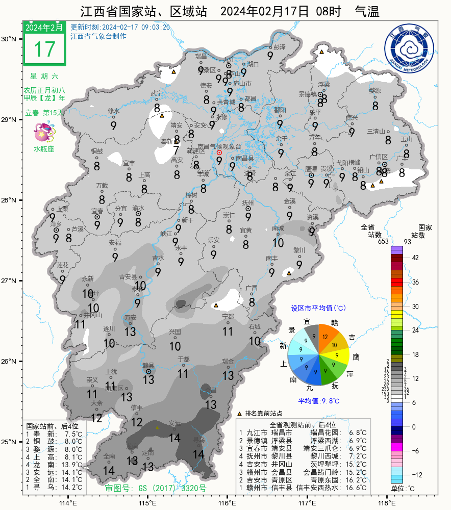 江西龙年首场寒潮已经预定未来数天气温先陡升后剧降